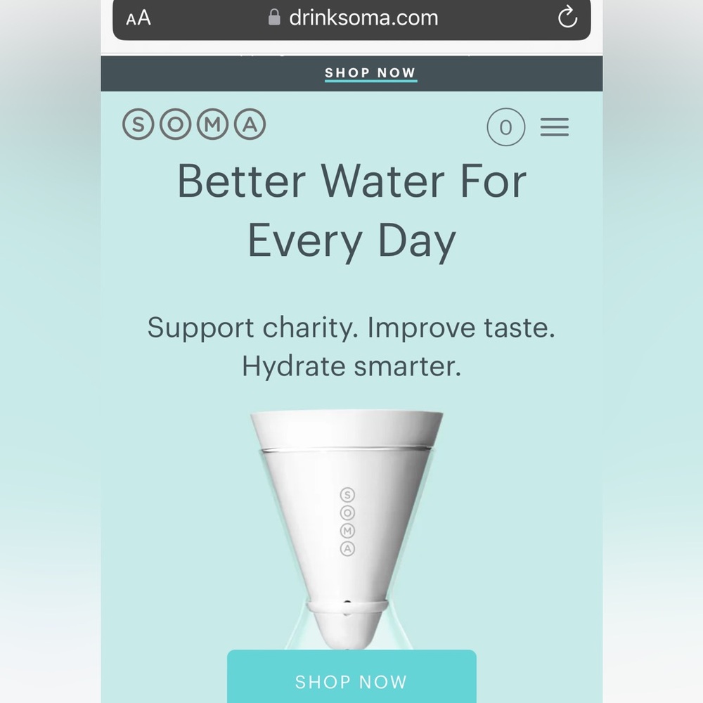 NEW in original box SOMA water purifier carafe